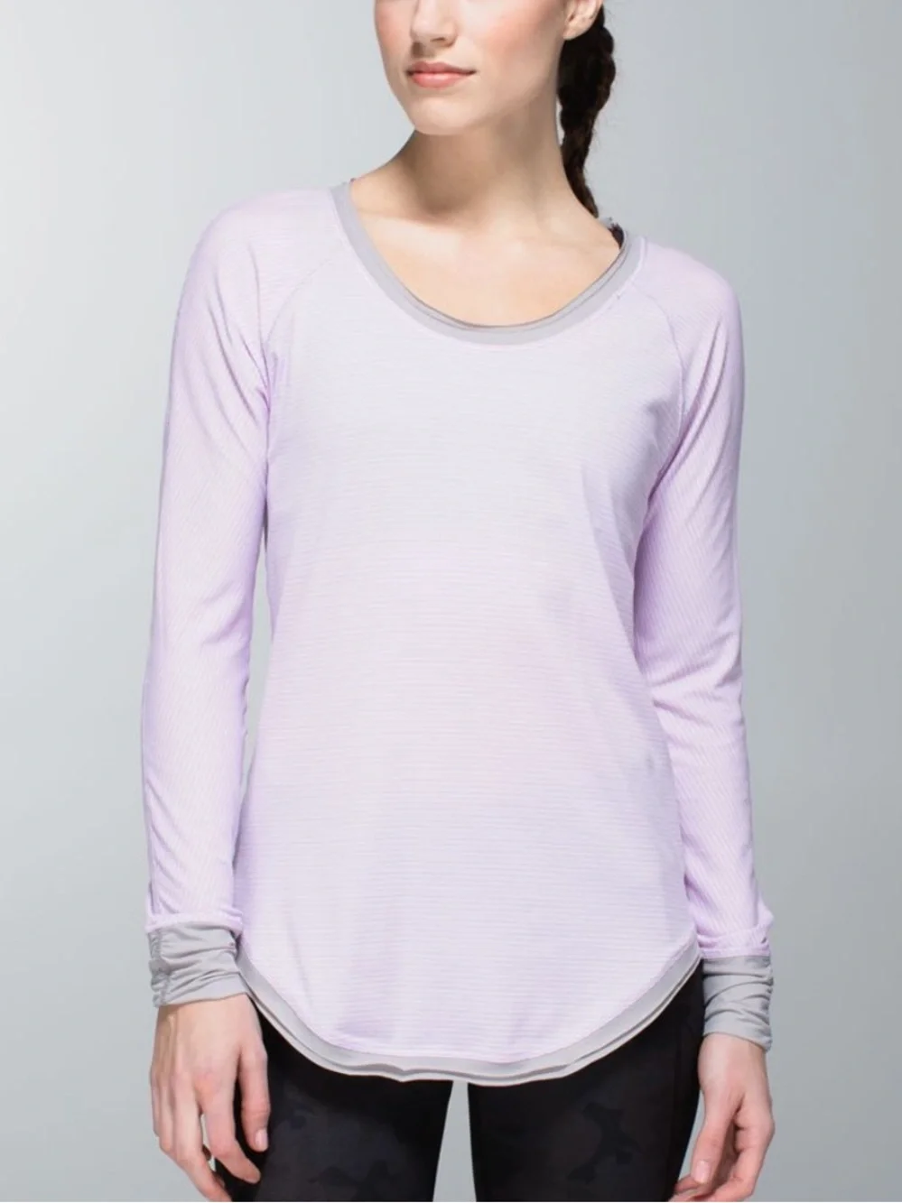 lululemon athletica Lavender Long Sleeve Layered Hem Top